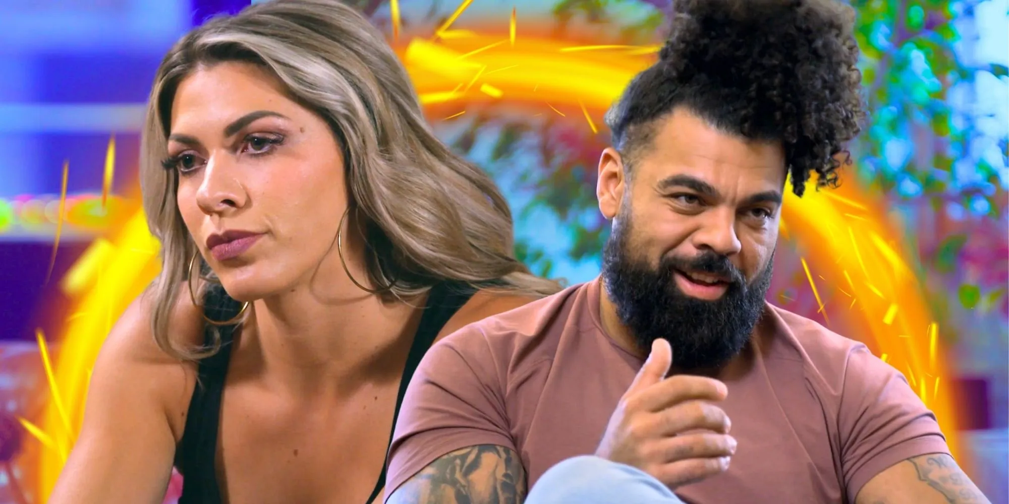 Married at First Sight Madison Myers & David Trimble in side by side images looking concerned