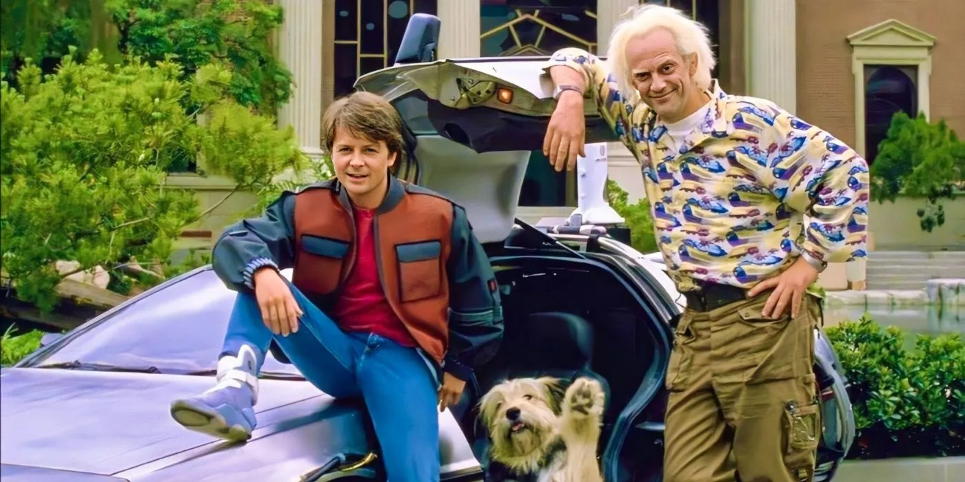 Marty and Doc with the DeLorean