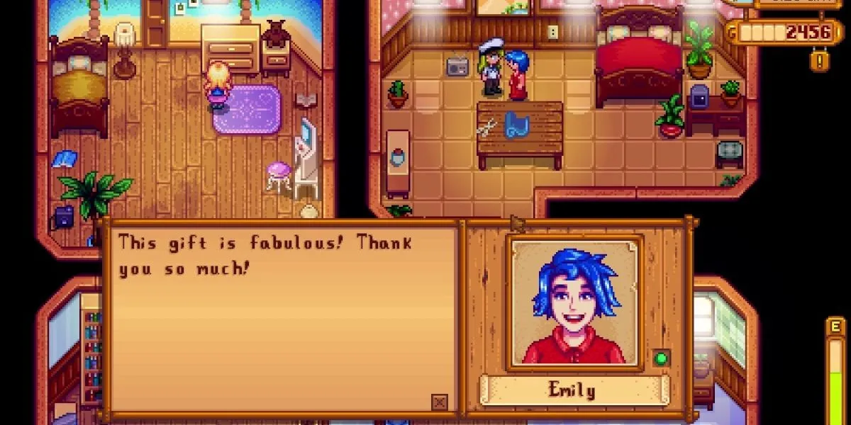 Dándole un regalo a Emily. Dándole un regalo a Emily.