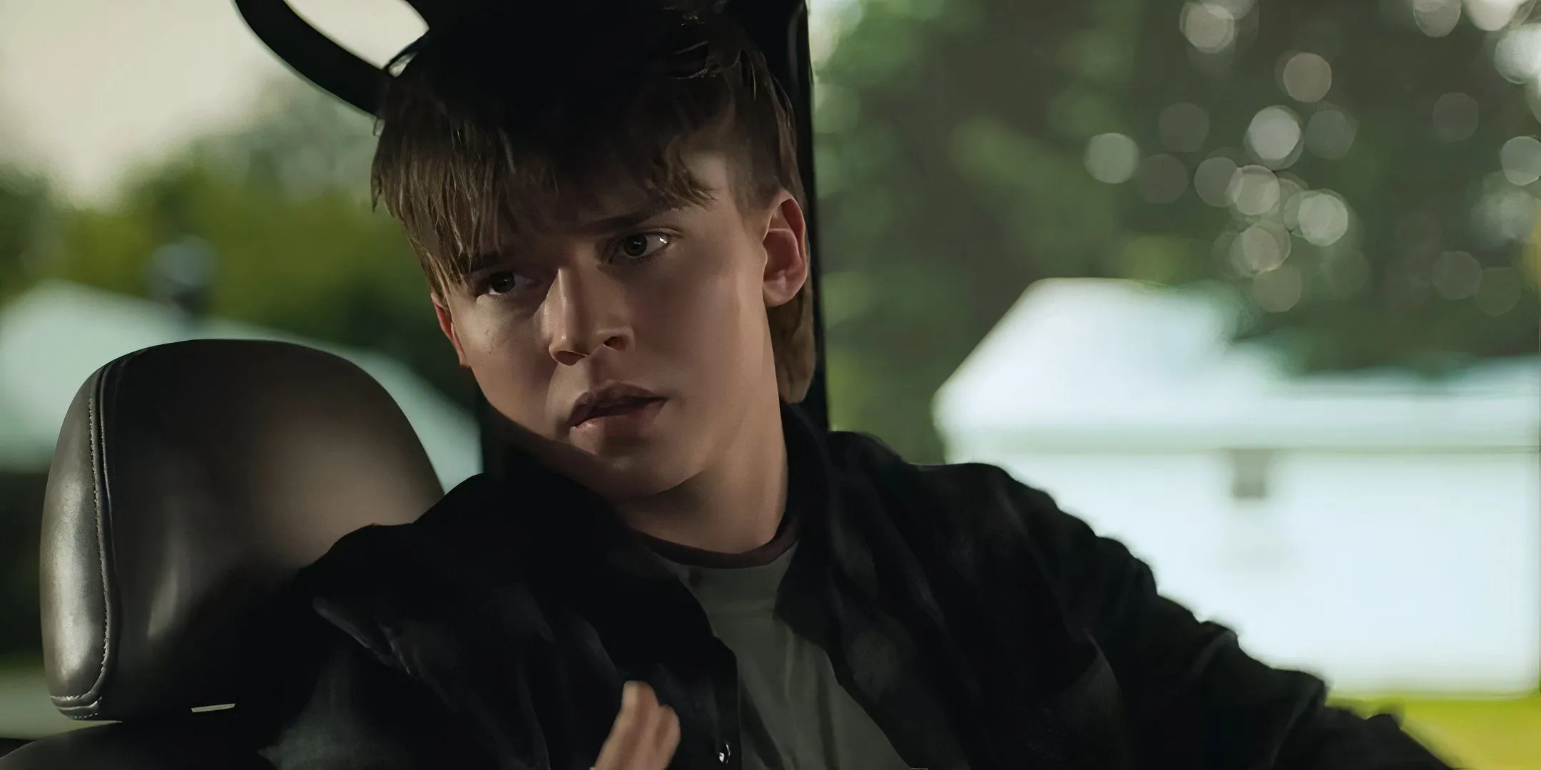 Maxwell Jenkins as Cade expressing a somber emotion in The Bondsman Maxwell Jenkins as Cade expressing a somber emotion in The Bondsman