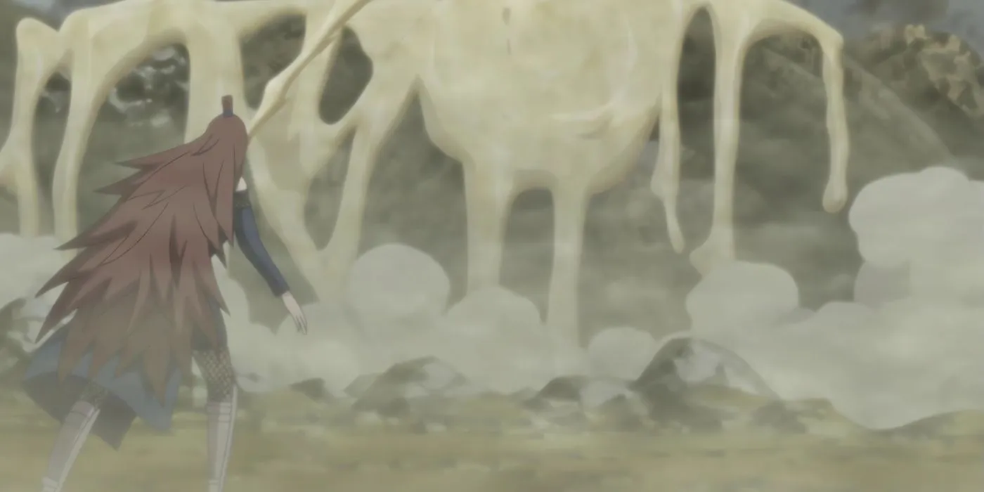Mei attacking Madara during the Fourth Ninja War. Mei attacking Madara during the Fourth Ninja War.
