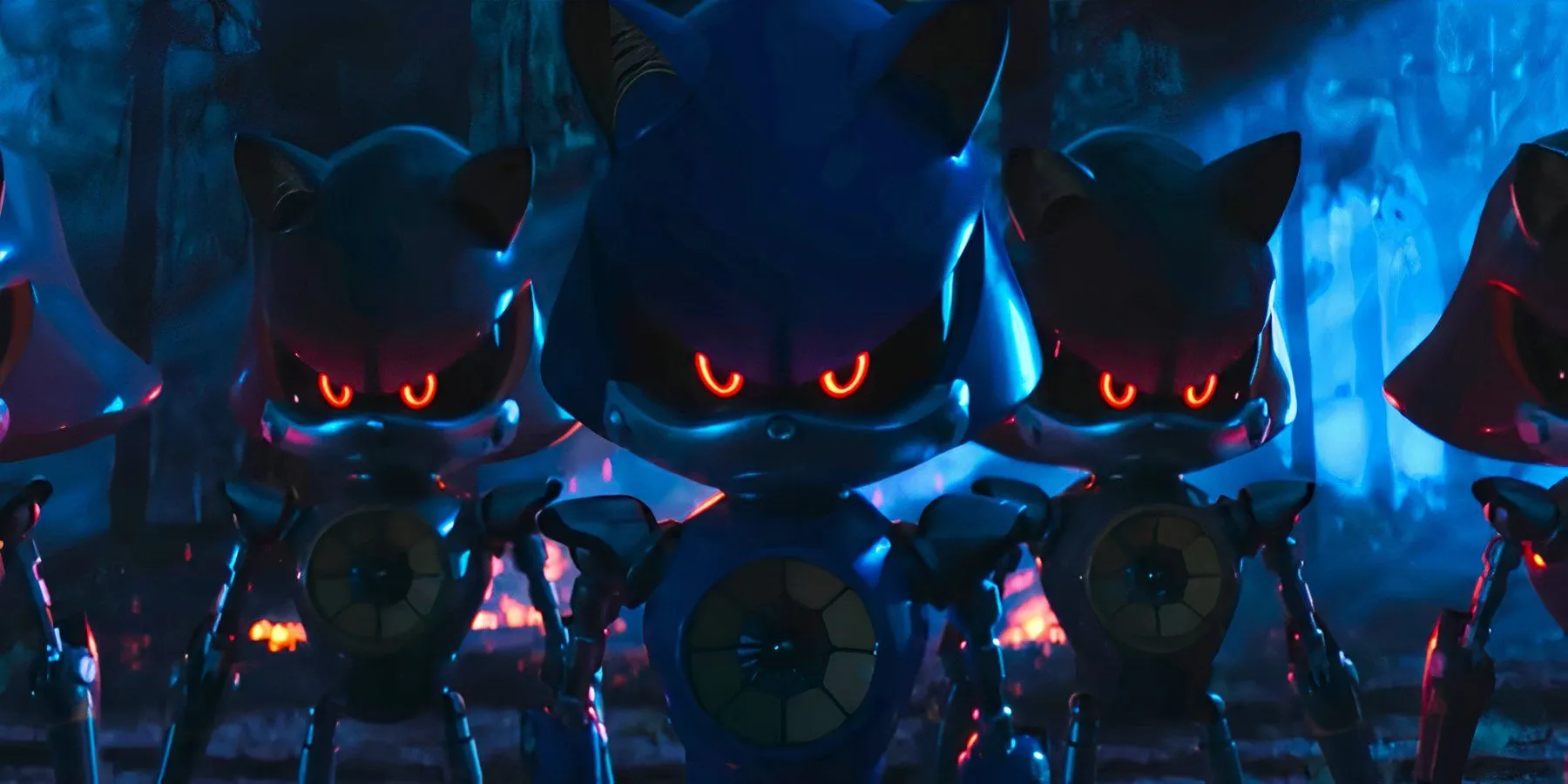 Metal Sonic leading an army of Metal Sonics in Sonic the Hedgehog 3