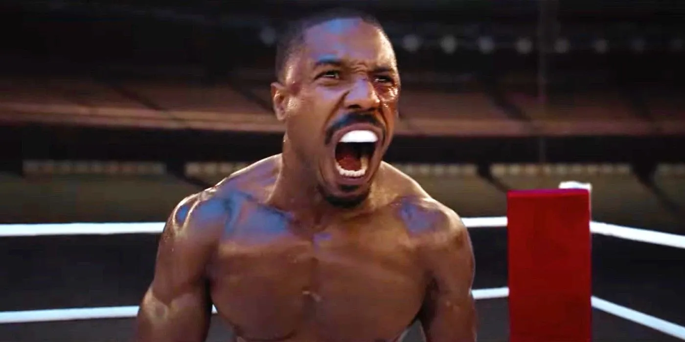 Michael B. Jordan yelling in the ring in Creed 3 Michael B. Jordan yelling in the ring in Creed 3