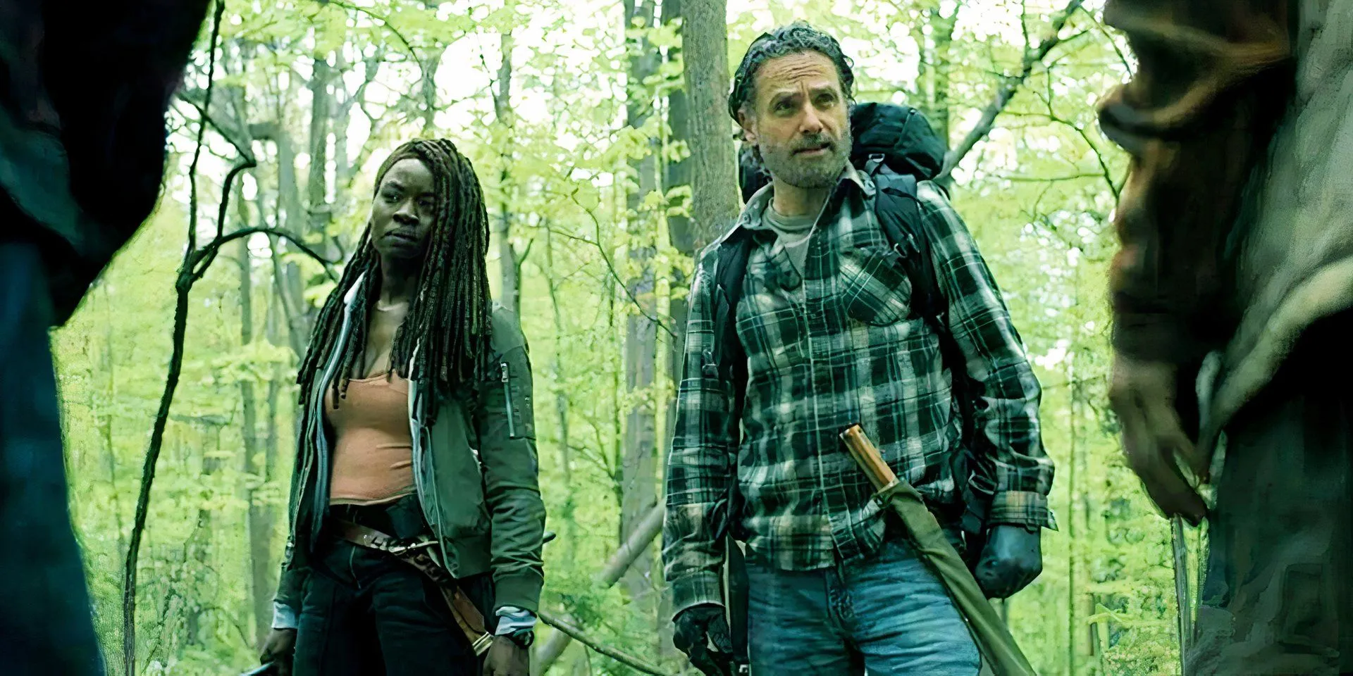 Rick and Michonne in the woods Rick and Michonne in the woods
