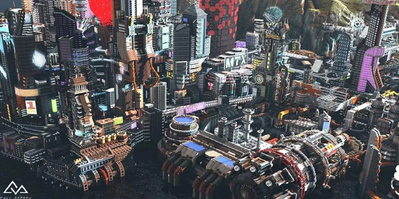 Cyberpunk Night City in Minecraft