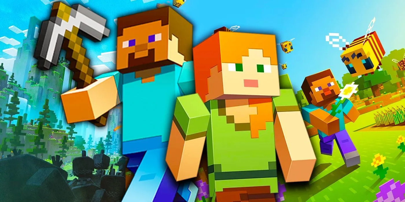 Minecraft landscape featuring technological creations. Minecraft landscape featuring technological creations.