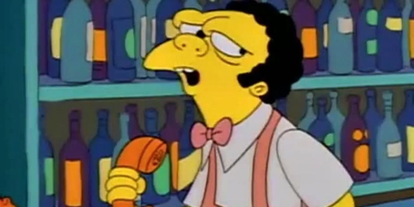 Moe answering the phone on The Simpsons Moe answering the phone on The Simpsons