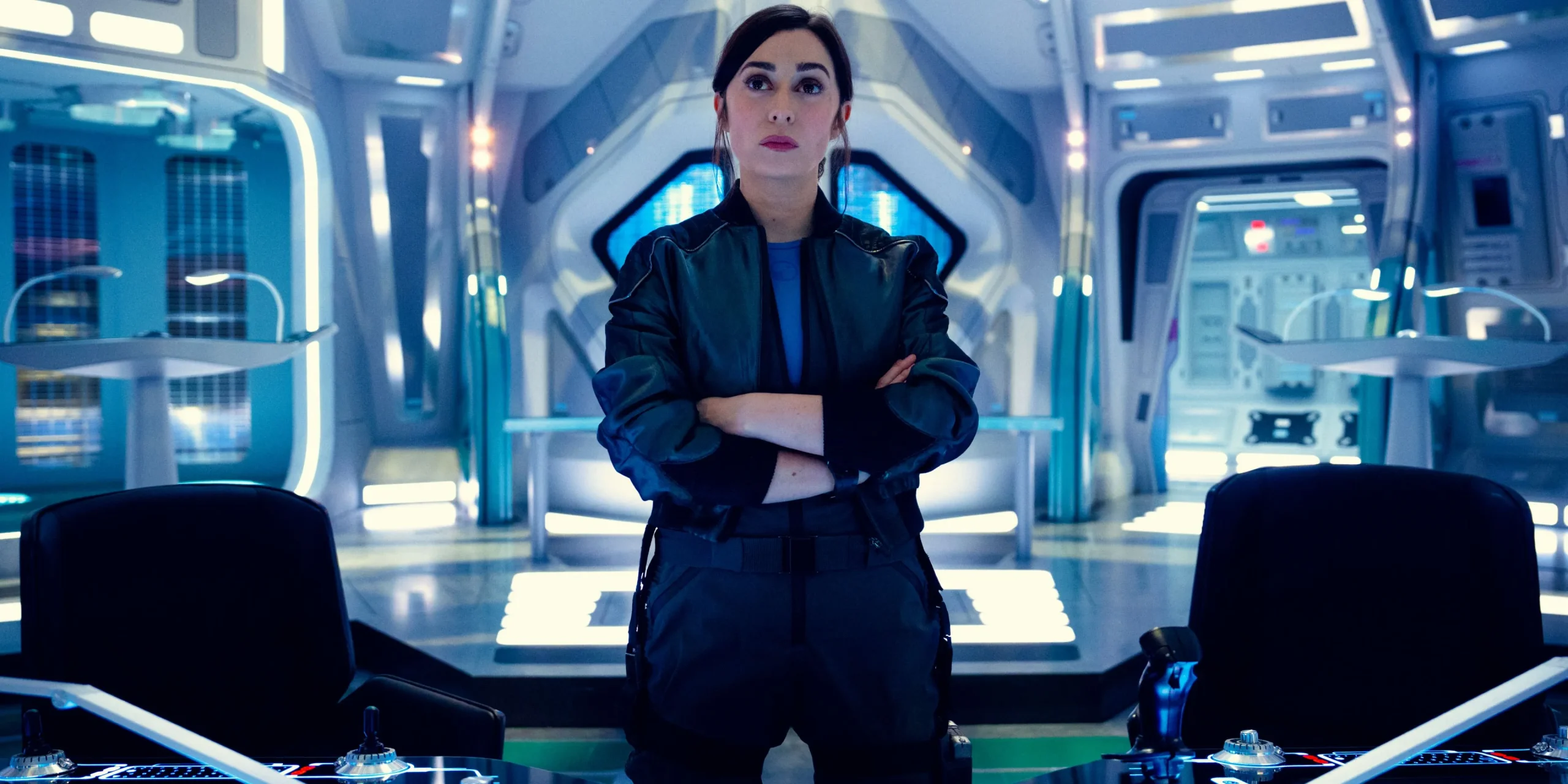 Nanette standing with her arms crossed in the bridge of the USS Callister in Black Mirror season 7 episode 6