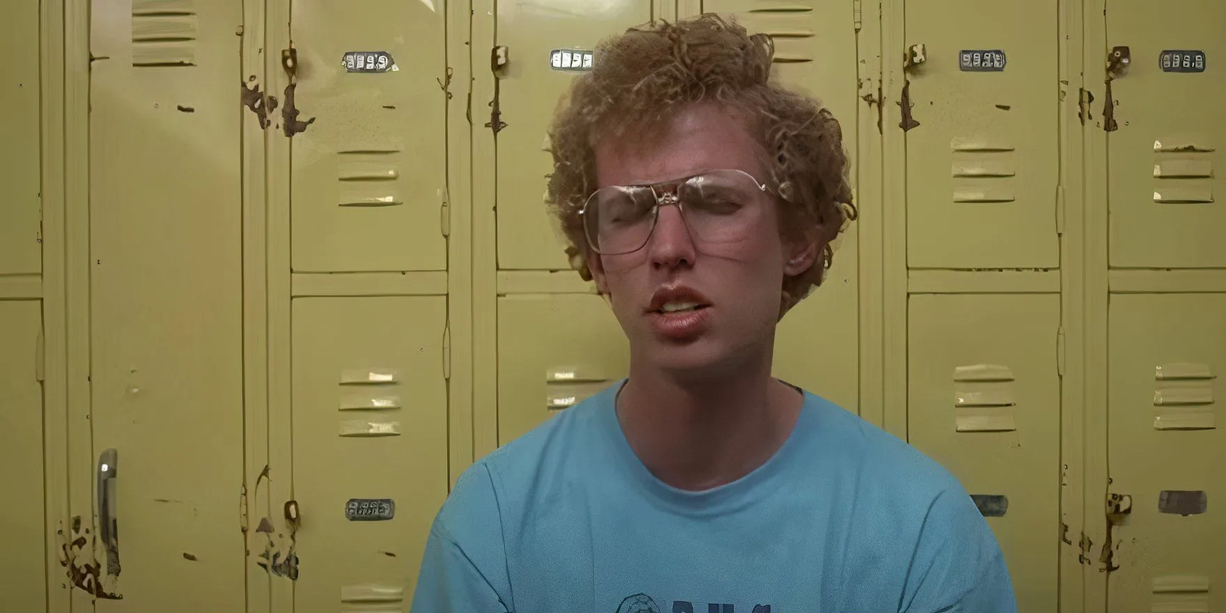 Napoleon in front of lockers Napoleon in front of lockers