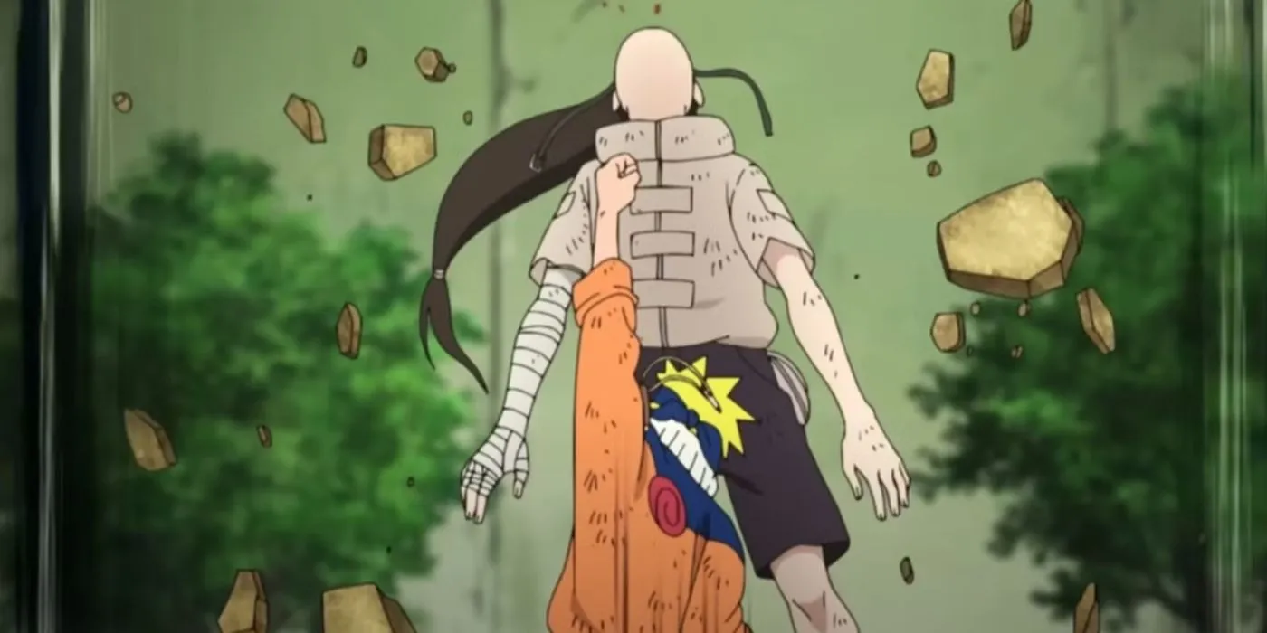 Naruto punches Neji Naruto punches Neji