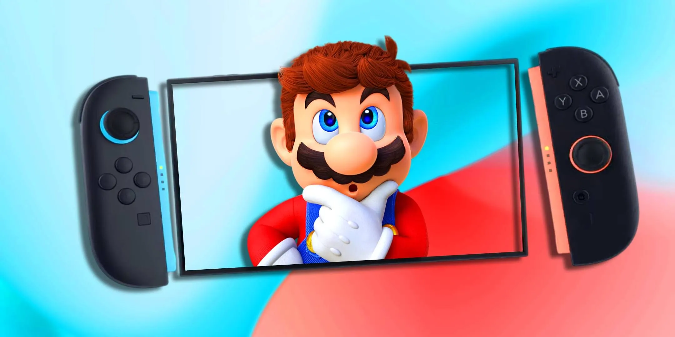 Confused Mario character inside the Nintendo Switch 2. Confused Mario character inside the Nintendo Switch 2.