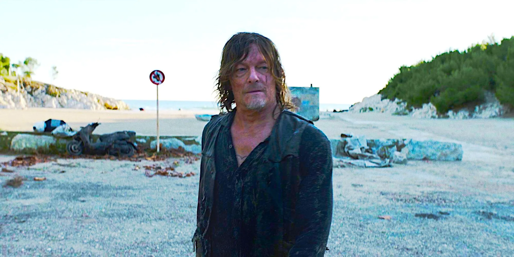 Norman Reedus looking confused in Daryl Dixon
