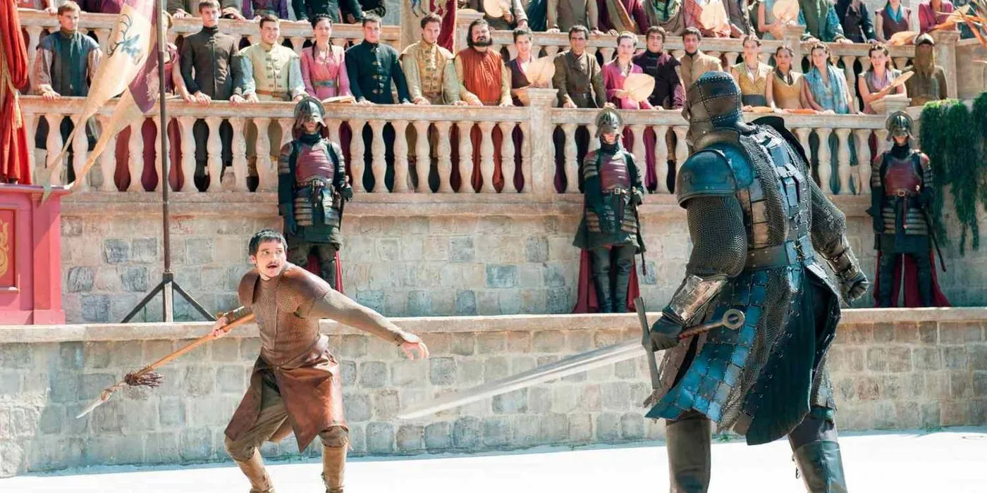 Oberyn Martell and The Mountain fighting in Game of Thrones Oberyn Martell and The Mountain fighting in Game of Thrones