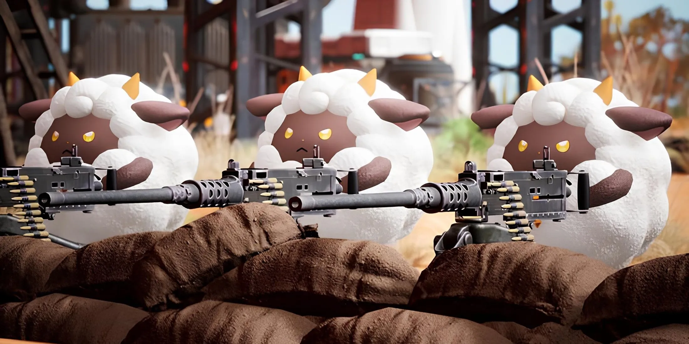 Lamball with Guns in Palworld