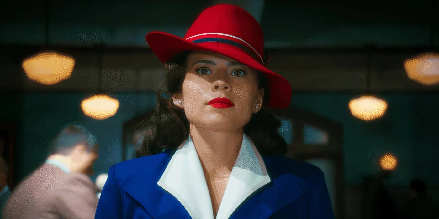 Peggy Carter in her red hat in Agent Carter Peggy Carter in her red hat in Agent Carter