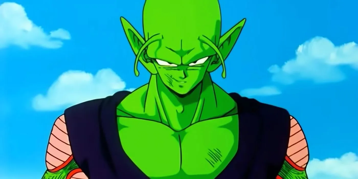 Piccolo, no longer a monster, smiles during a fight. Piccolo, no longer a monster, smiles during a fight.
