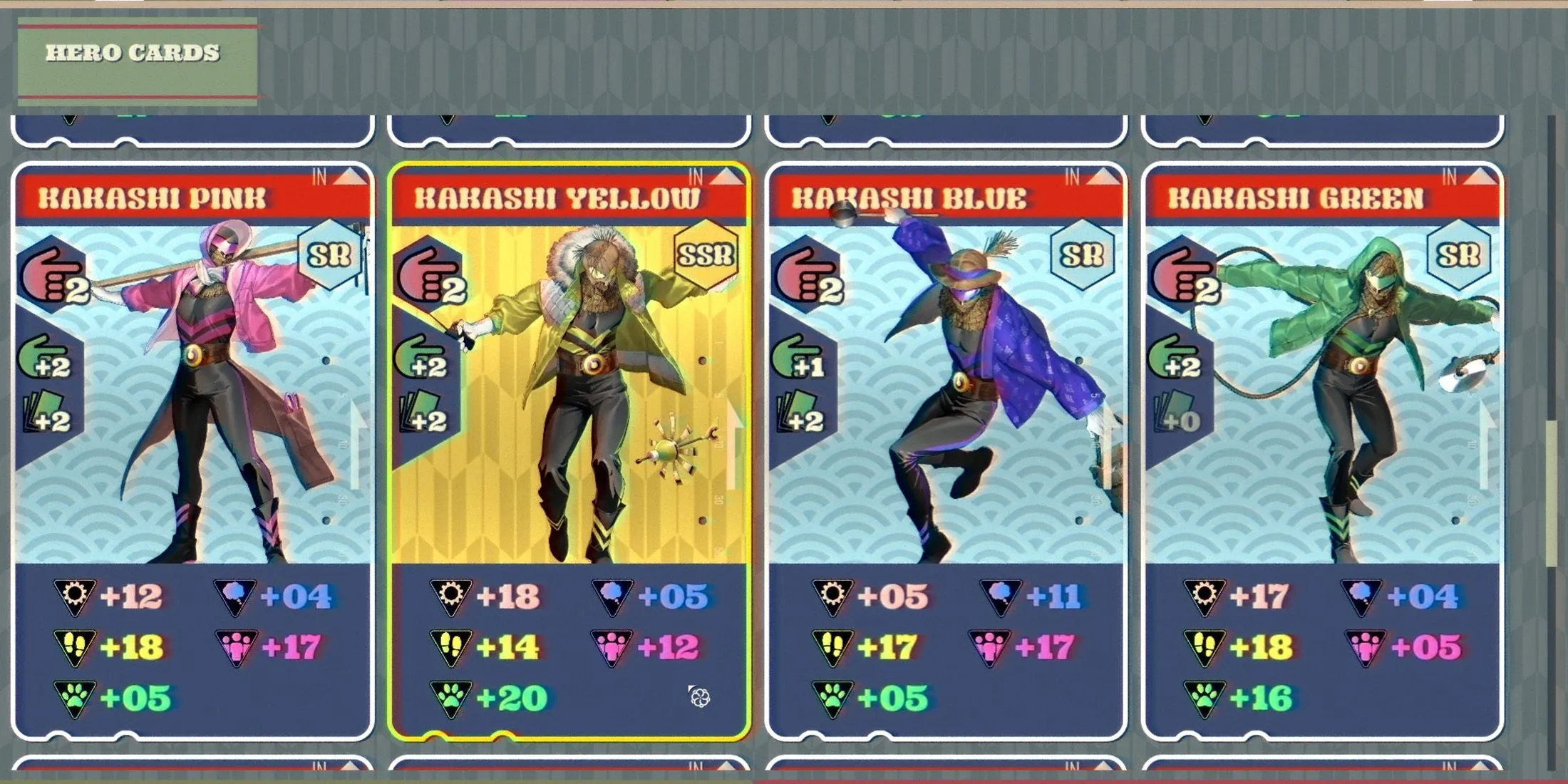 Player's collection of Hero Support Cards Player's collection of Hero Support Cards