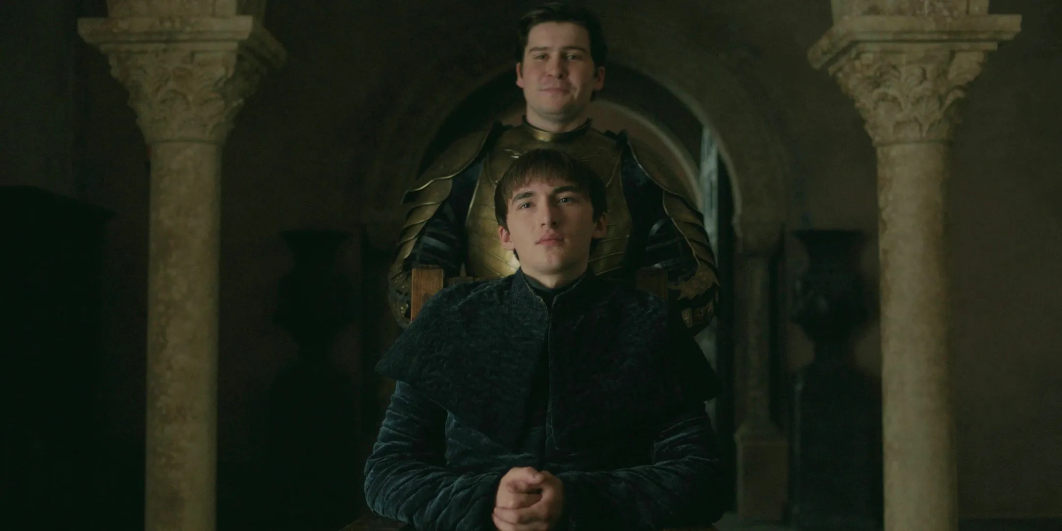Podrick Payne behind Bran Stark