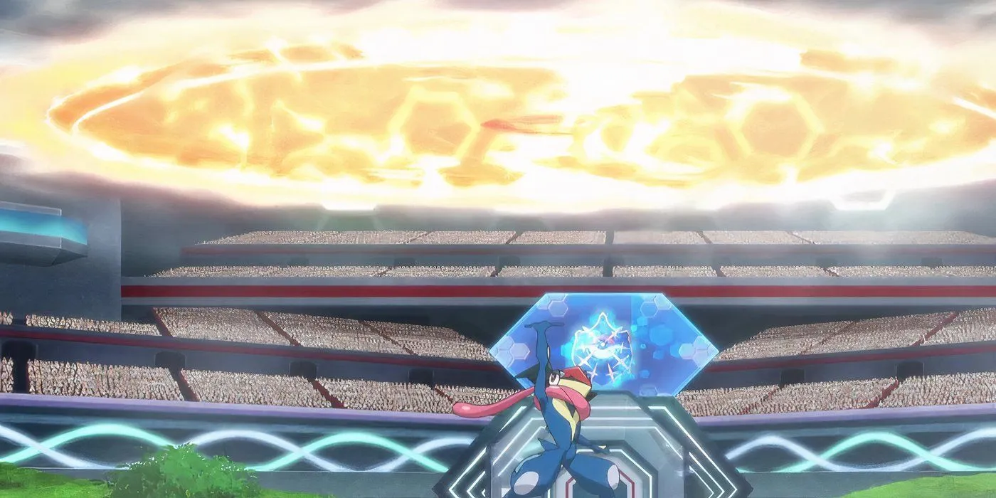 Ash's Greninja Water Shuriken Attack Ash's Greninja Water Shuriken Attack