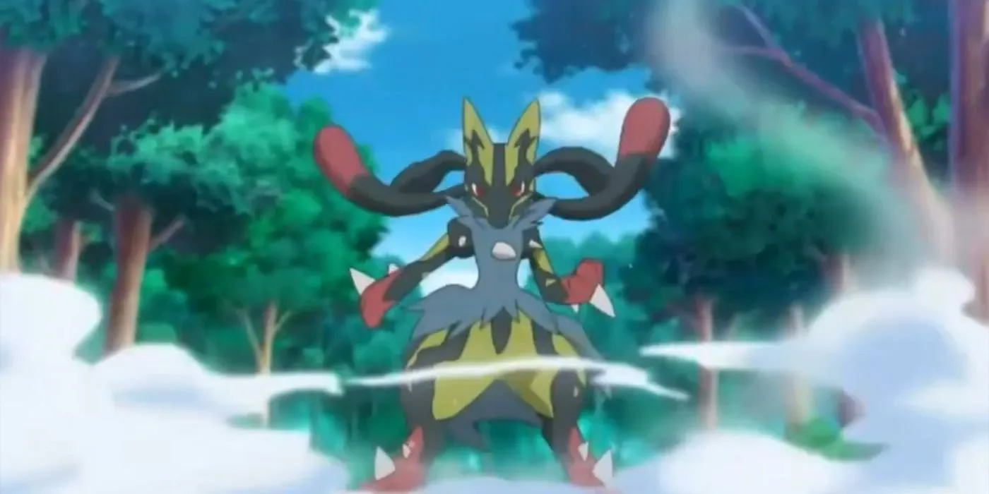 Roy debuts his Shiny Lucario's Mega form. Roy debuts his Shiny Lucario's Mega form.
