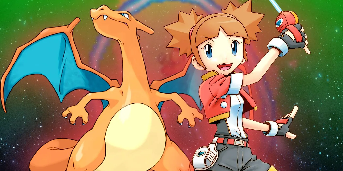 Charizard alongside a Pokémon Ranger set against a starry background
