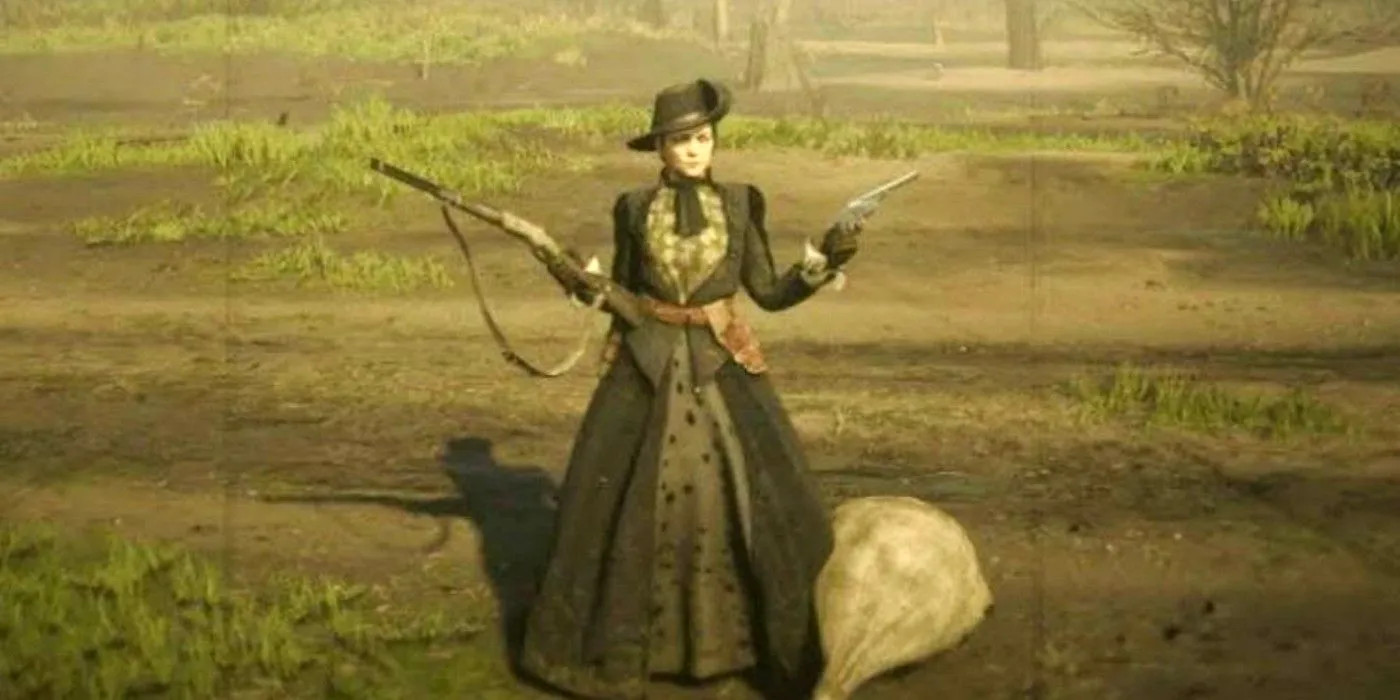 Black Belle with weapons