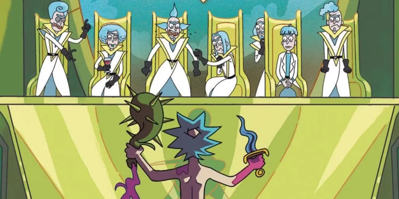 The Council of Ricks from Rick and Morty. The Council of Ricks from Rick and Morty.