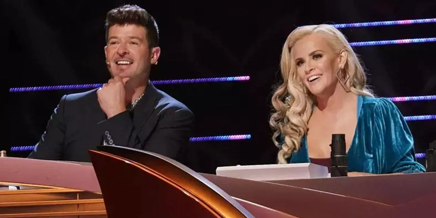 Panelists Jenny McCarthy and Robin Thicke Panelists Jenny McCarthy and Robin Thicke