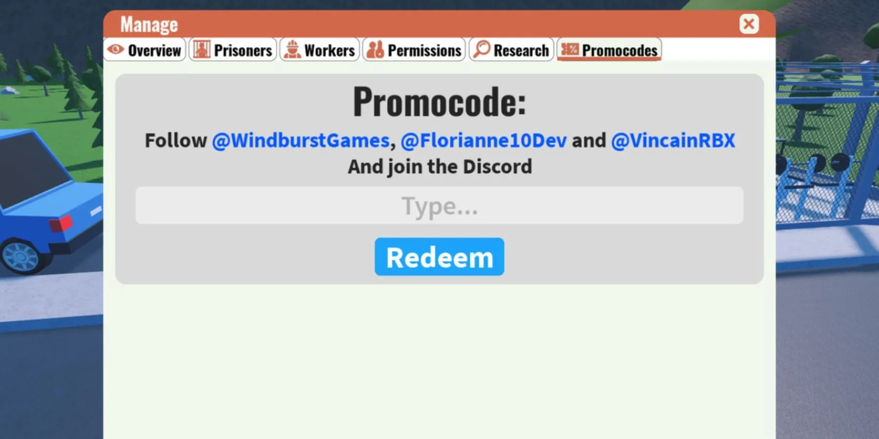 Roblox: My Prison the codes tab Roblox: My Prison the codes tab