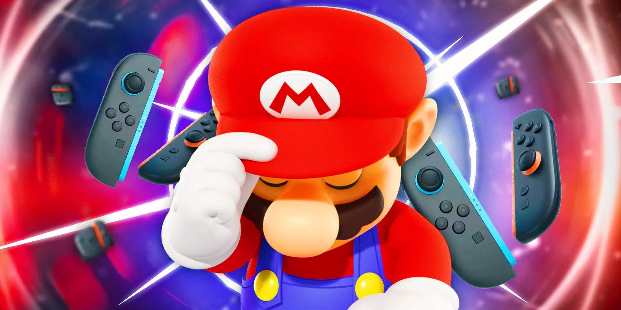 Sad Mario with the Nintendo Switch 2 flying around Sad Mario with the Nintendo Switch 2 flying around