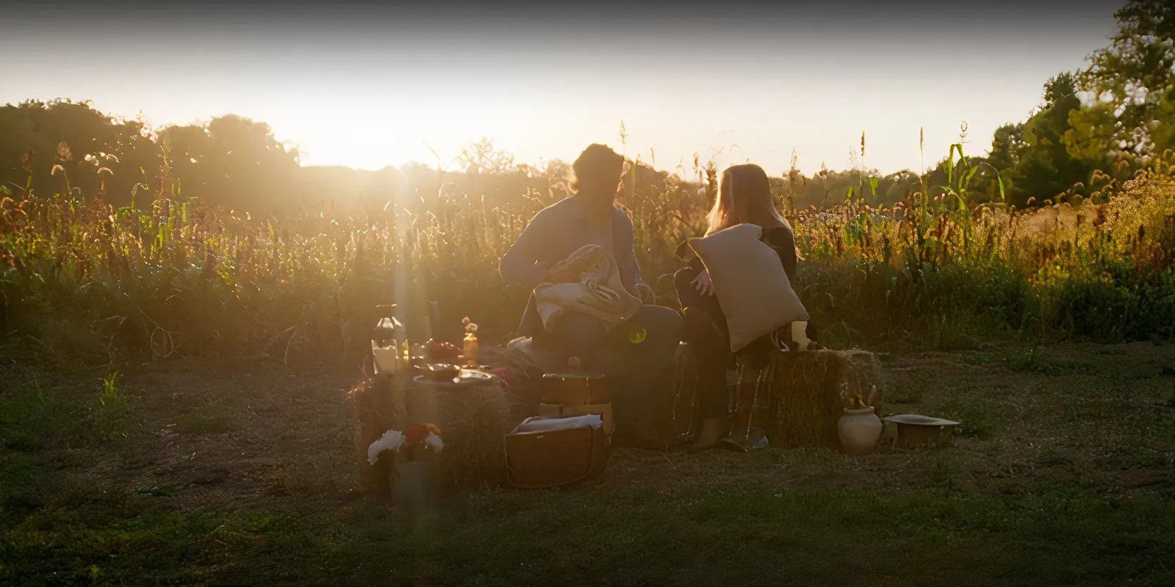 Samantha and John on their first date picnic