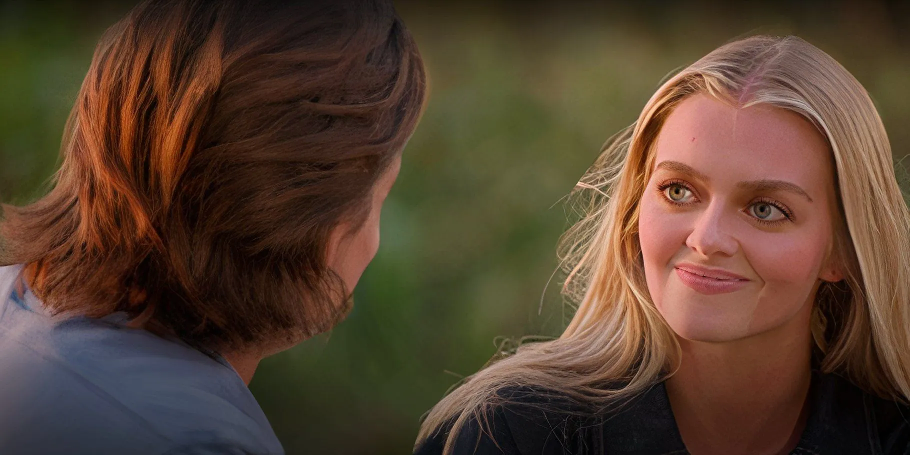 Samantha Riehl and John Sansone looking at each other on Farmer Wants A Wife