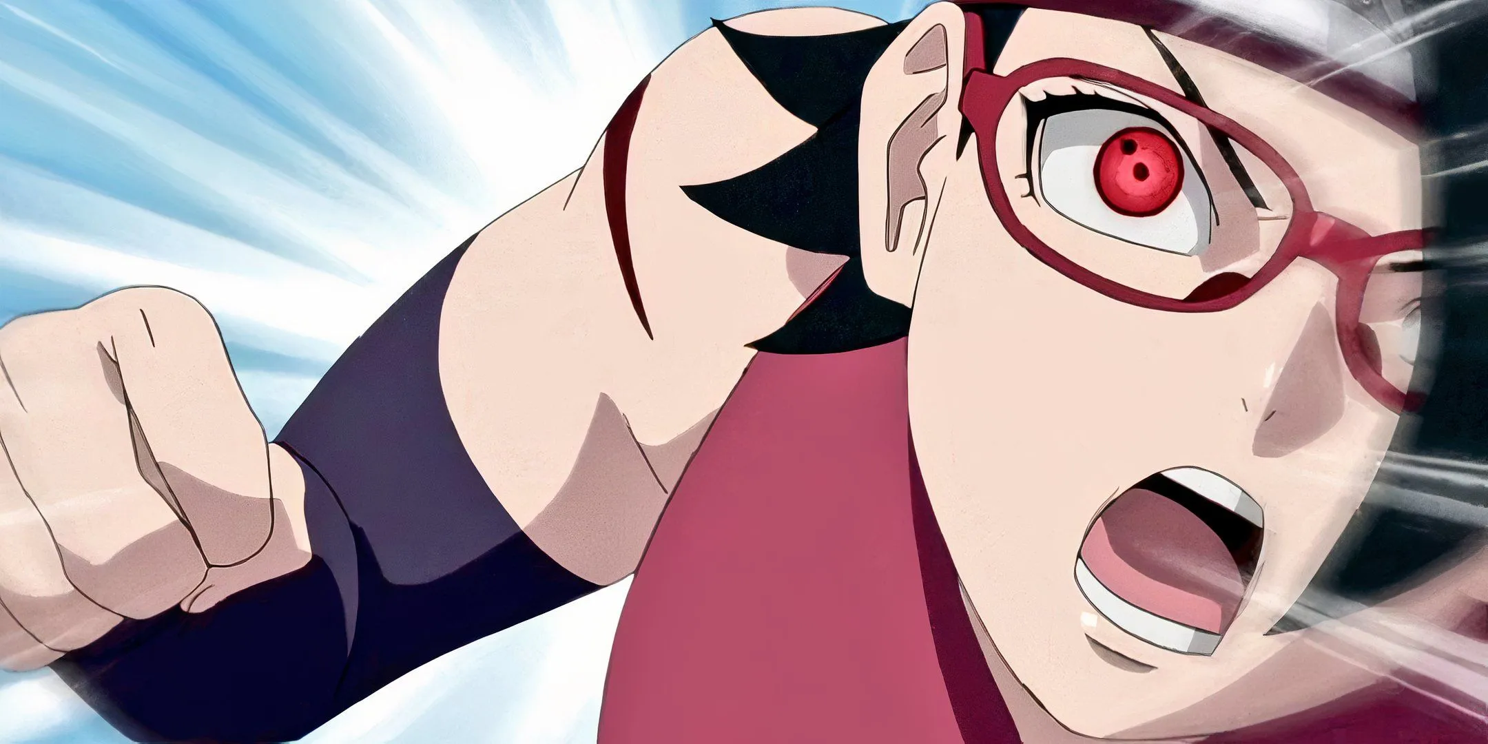 Sarada throwing a punch Sarada throwing a punch