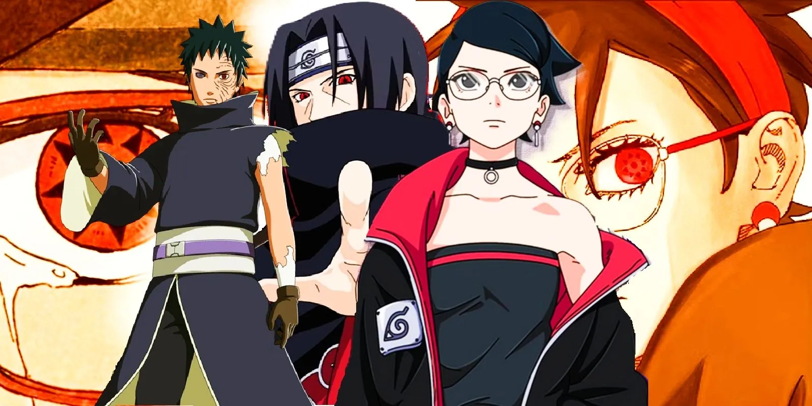 Sarada Uchiha Mangekyo Sharingan, Obito, and Itachi in Boruto: Two Blue Vortex Sarada Uchiha Mangekyo Sharingan, Obito, and Itachi in Boruto: Two Blue Vortex