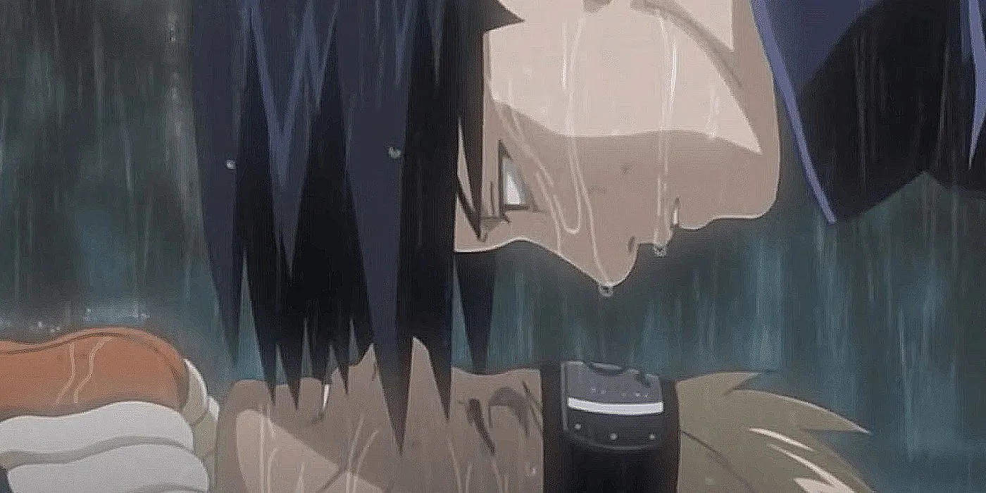 Sasuke looking at Naruto.