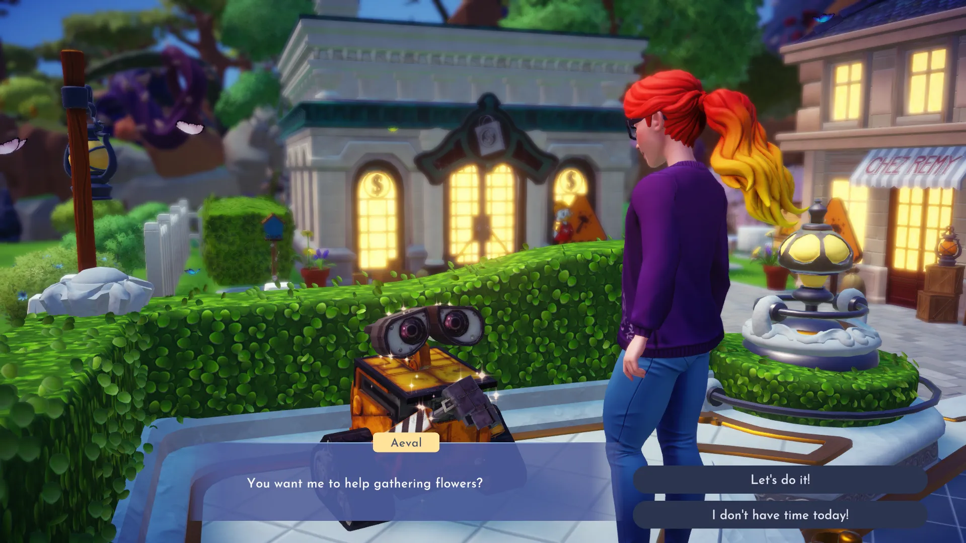 Disney Dreamlight Valley player interacting with WALL-E regarding egg hunt quest Disney Dreamlight Valley player interacting with WALL-E regarding egg hunt quest