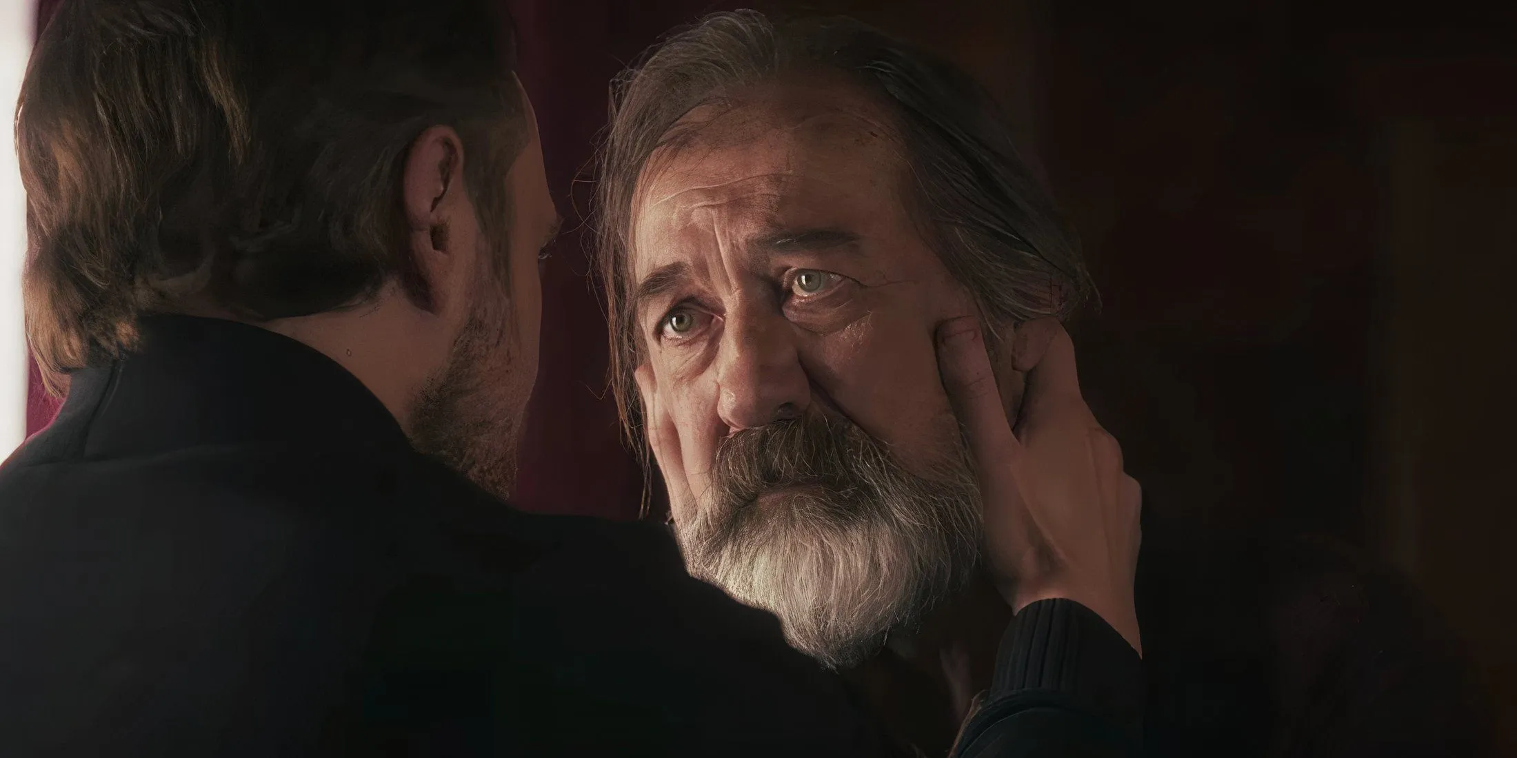 Shaun Johnston as Angus looking at Mark O'Brien as Mason