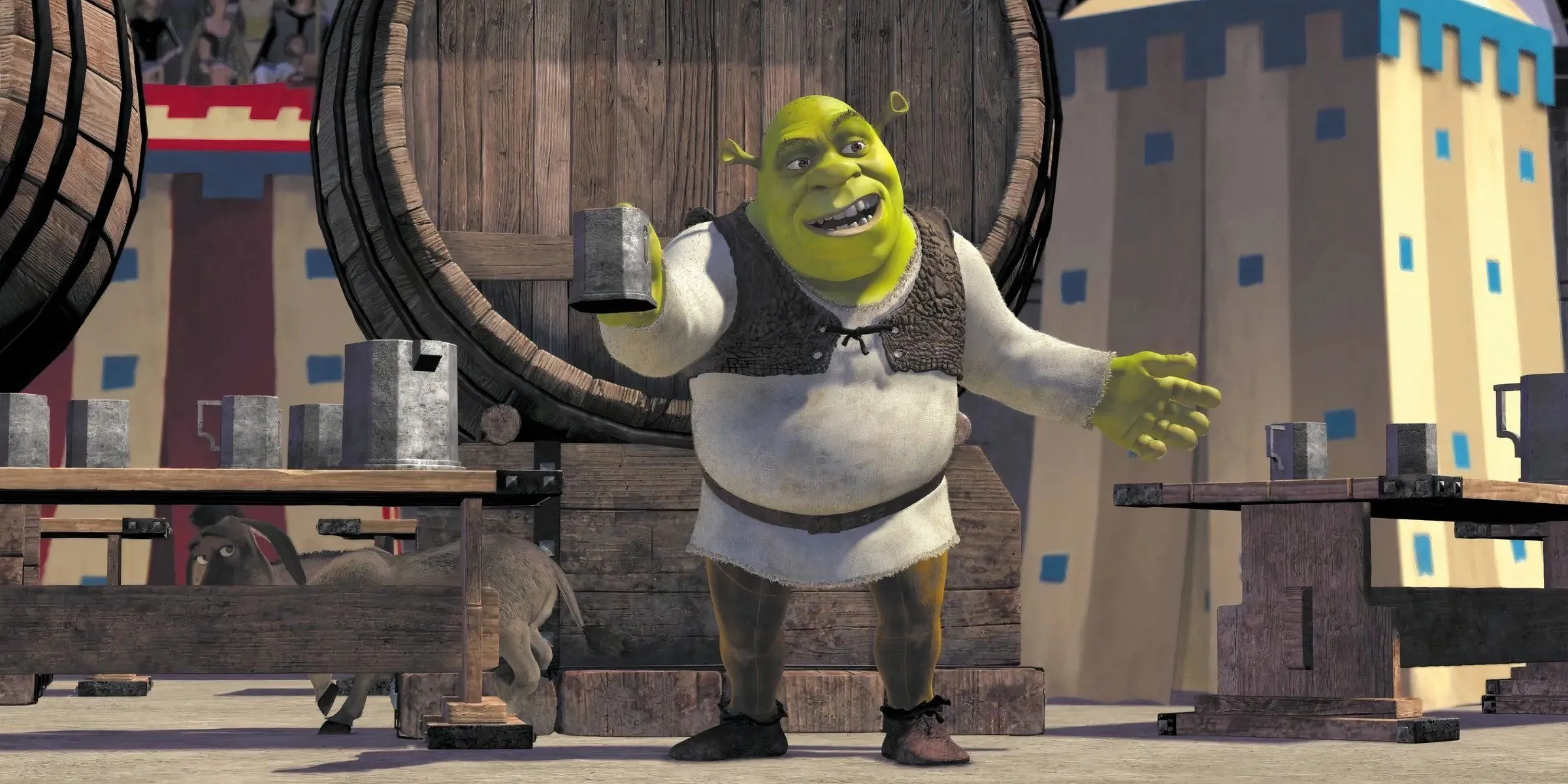 Shrek enjoying a drink