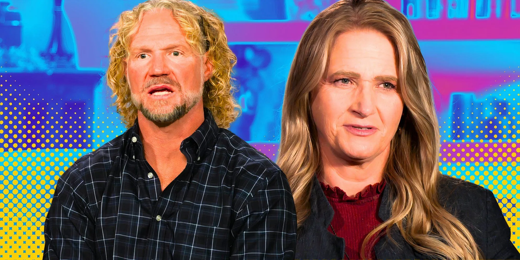 Christine and Kody Brown from Sister Wives montage looking serious Christine and Kody Brown from Sister Wives montage looking serious