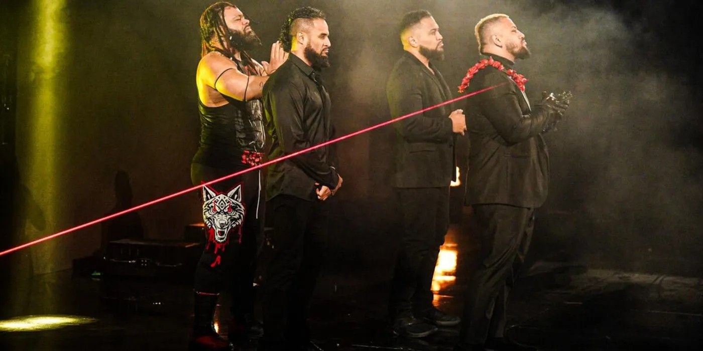 Solo Sikoa stands at the WWE entrance ramp with Tonga Loa