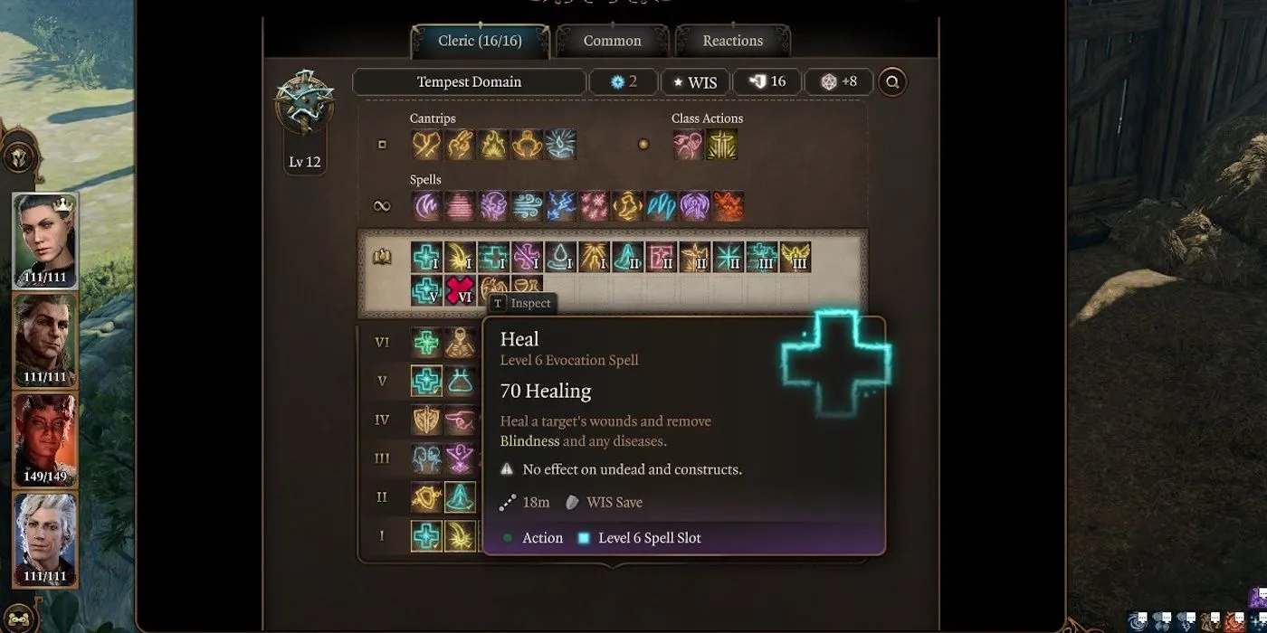 Spell description for heal in Baldur's Gate 3 Spell description for heal in Baldur's Gate 3