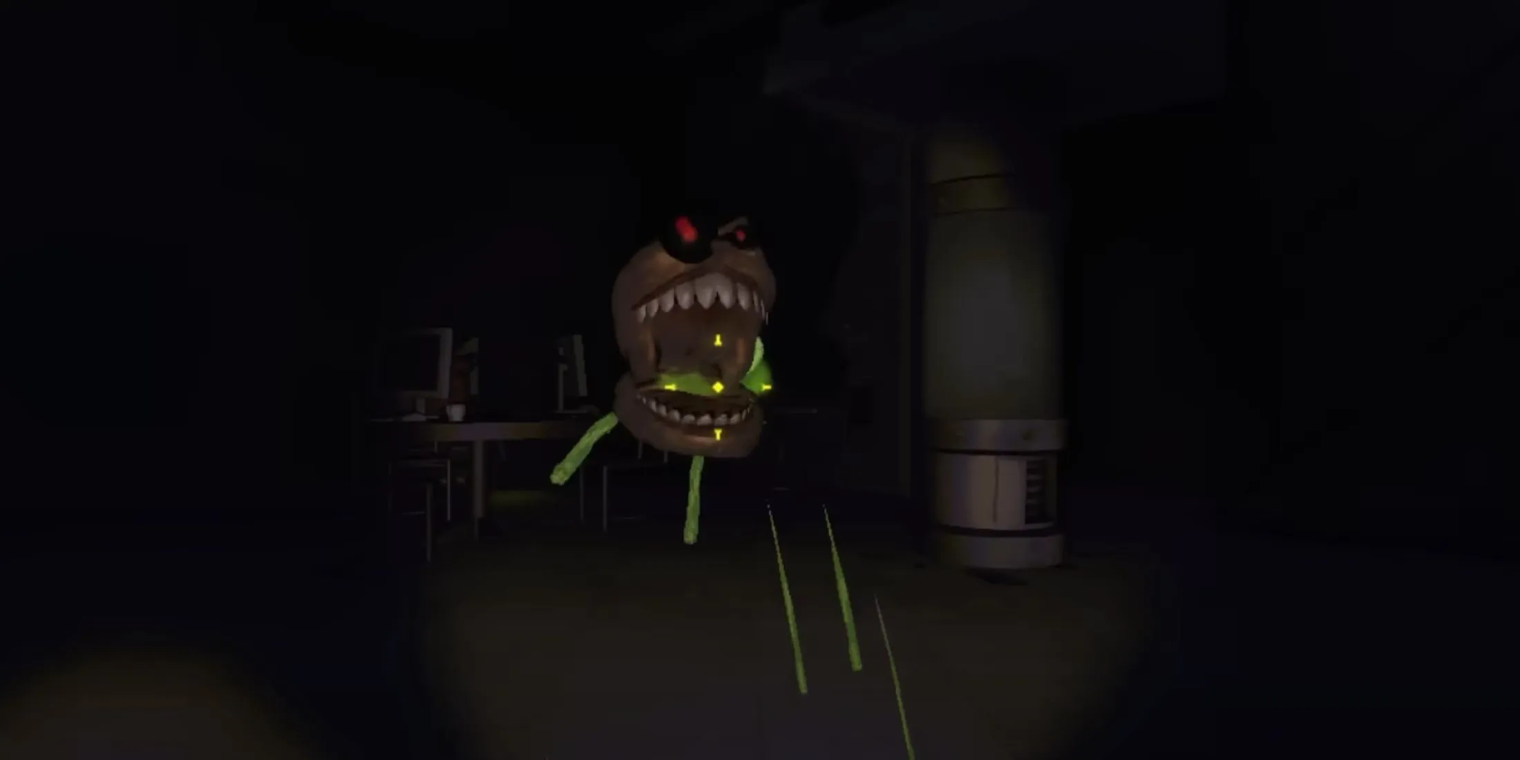 The Spewer creature in REPO spits vomit at you. The Spewer creature in REPO spits vomit at you.