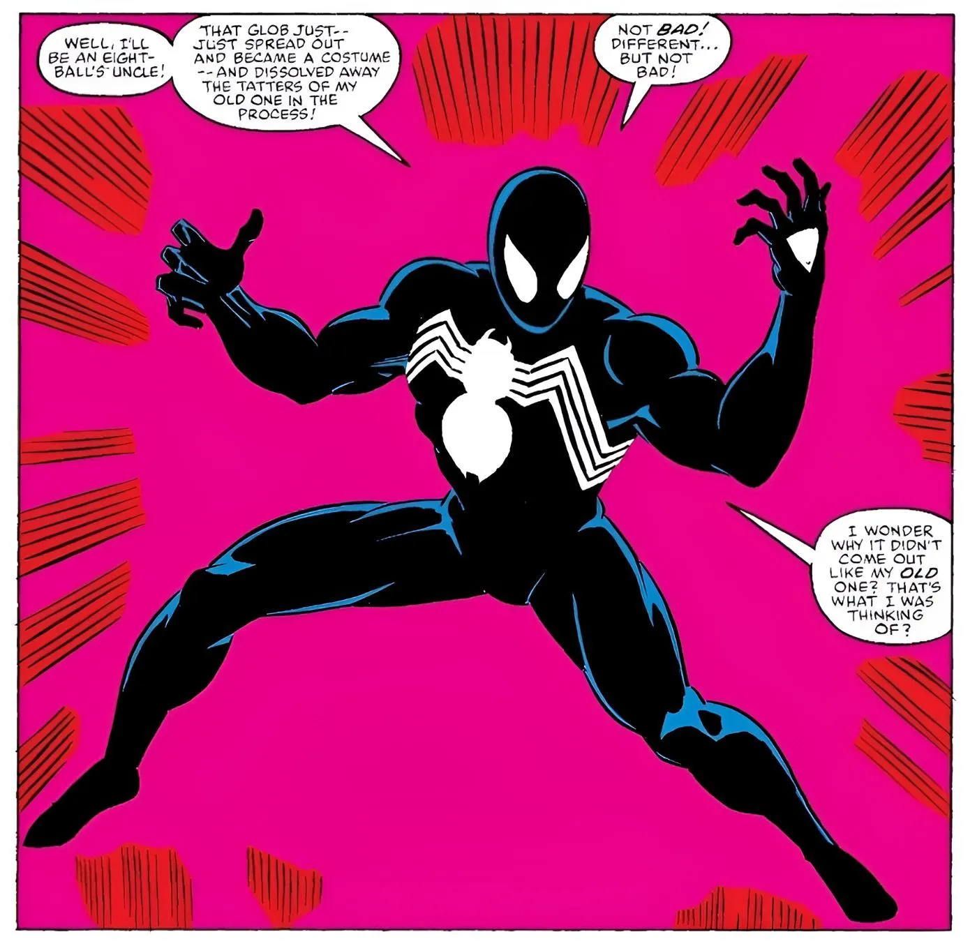 Spider-Man and Venom First Bond Against a Pink Background Spider-Man and Venom First Bond Against a Pink Background
