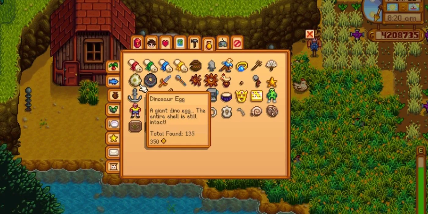 Dinosaur Egg in inventory menu Dinosaur Egg in inventory menu