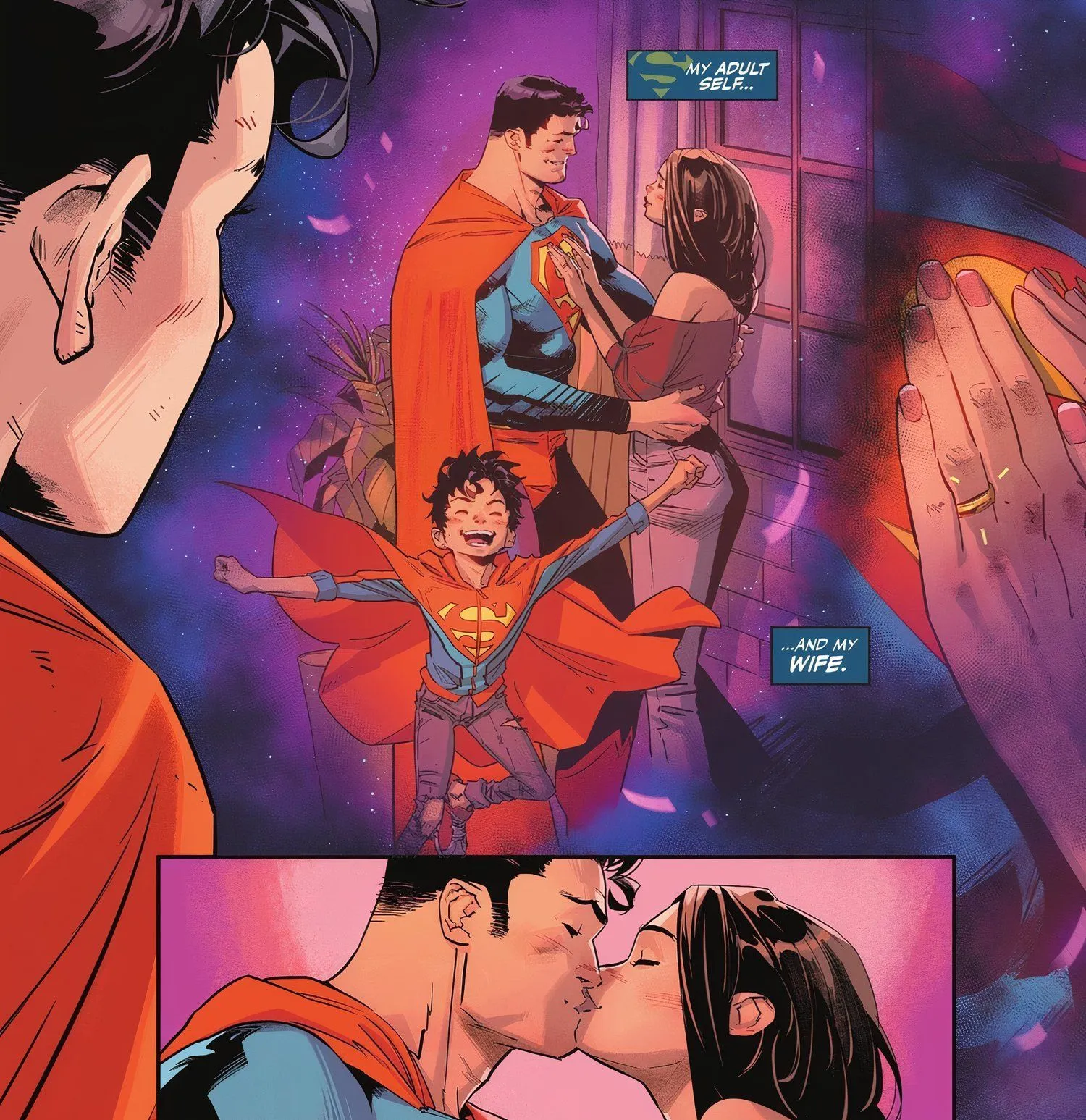 Superboy Sees His Future Self Kissing Lois DC