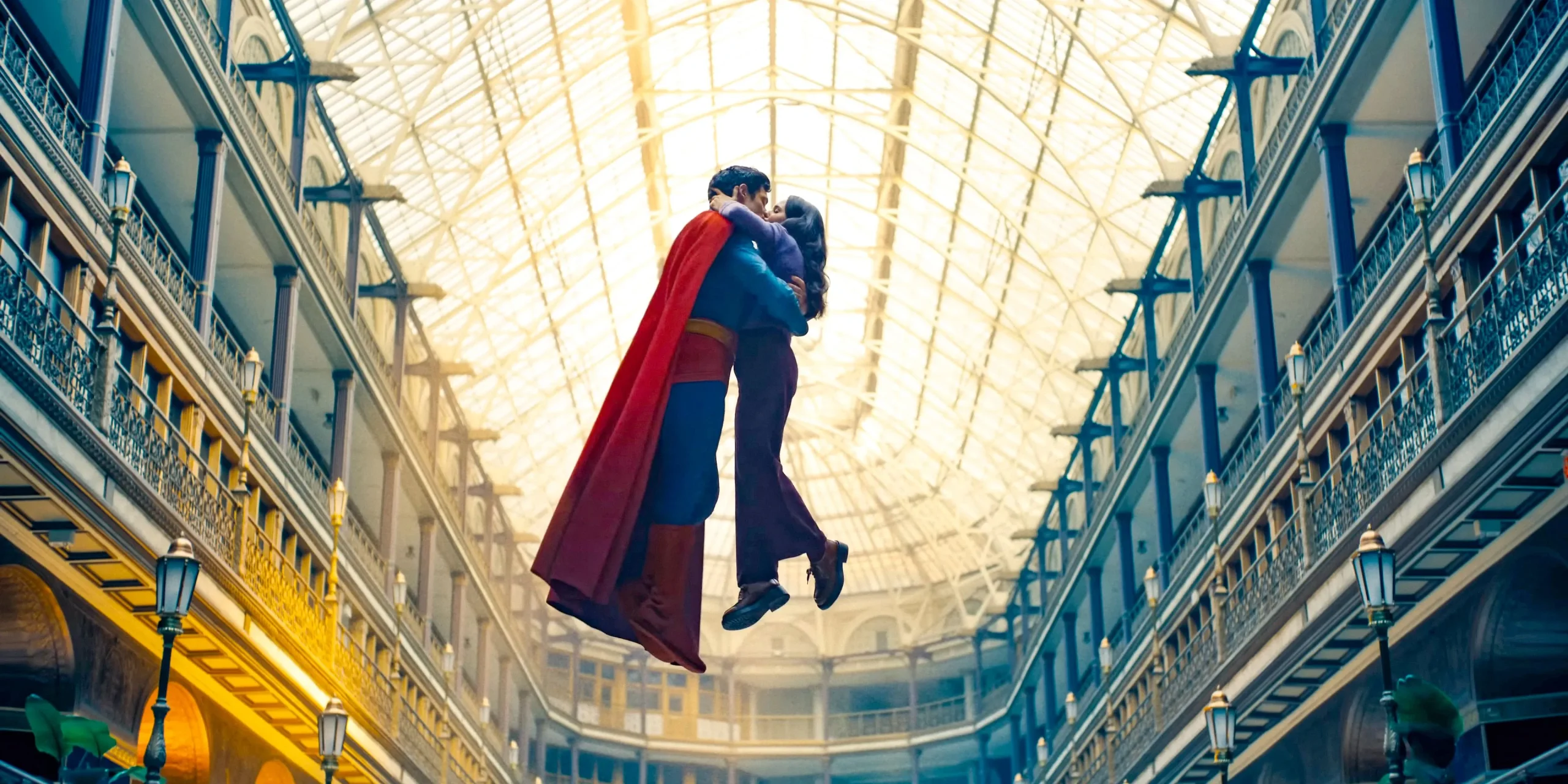 Superman and Lois Lane kissing while floating in Superman (2025) Superman and Lois Lane kissing while floating in Superman (2025)