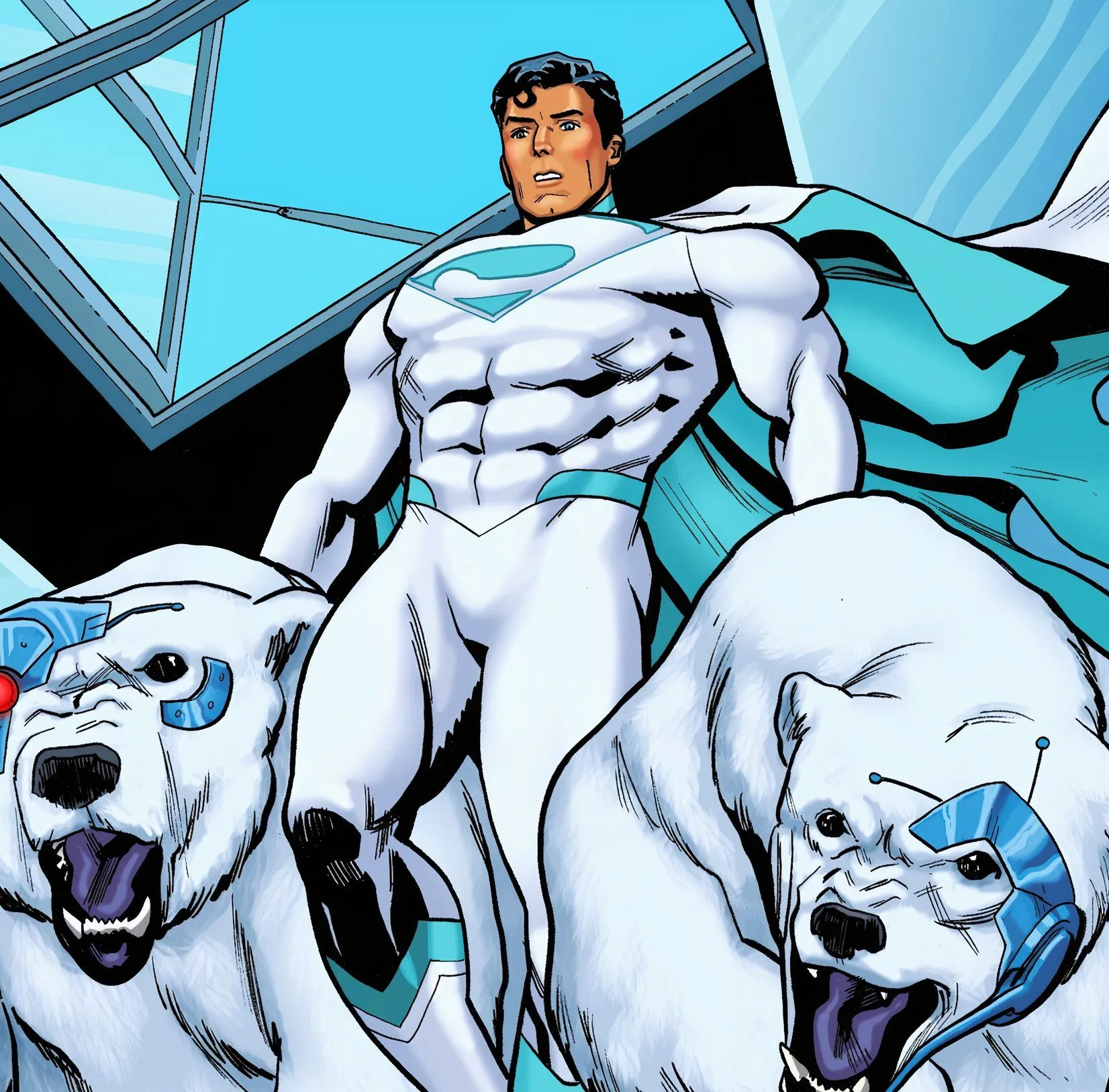 Superman in White Costume with Polar Bears DC Superman in White Costume with Polar Bears DC