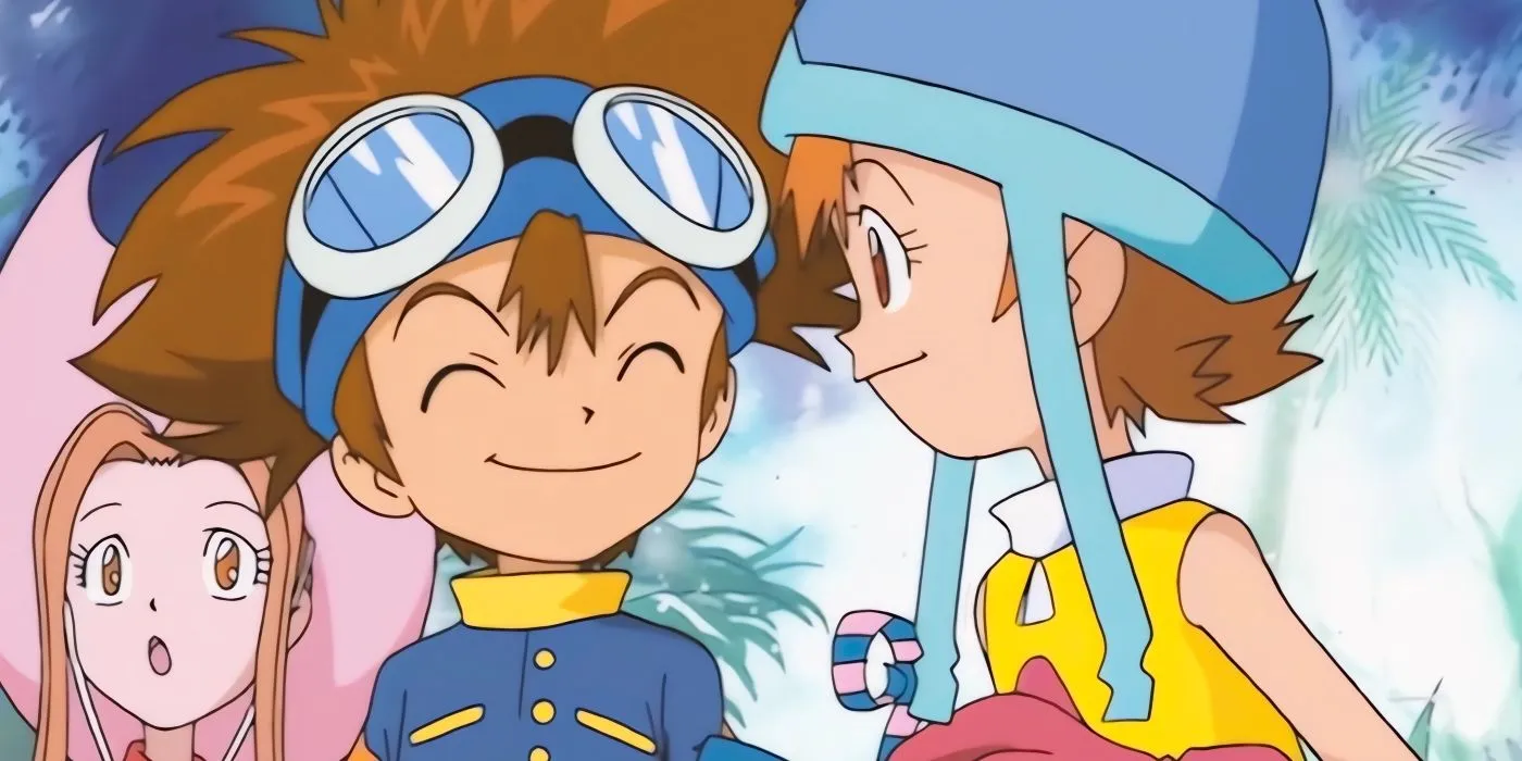 Tai and Sora smiling together Tai and Sora smiling together