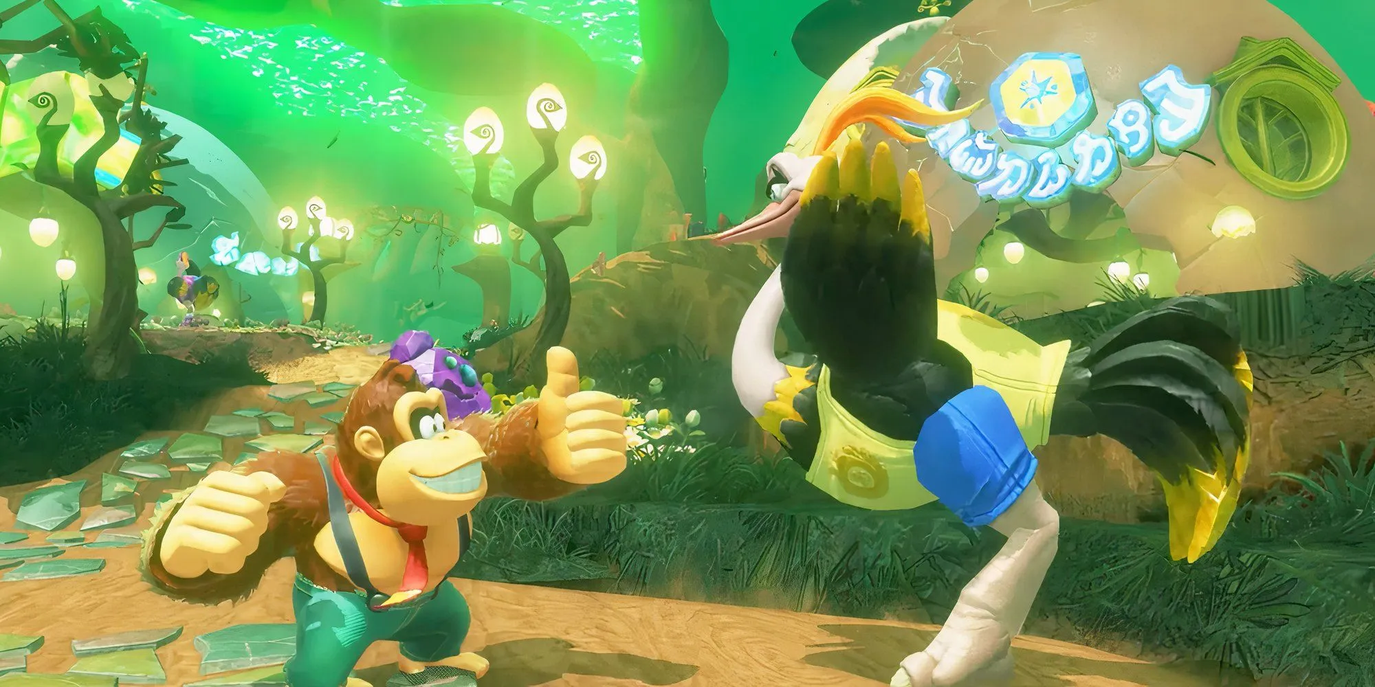 Interacting with NPCs in Donkey Kong Bananza Interacting with NPCs in Donkey Kong Bananza