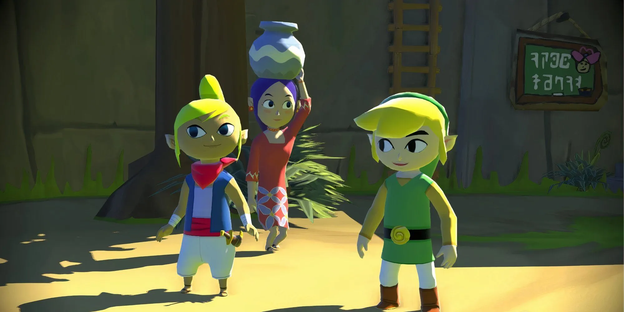 Tetra and Link talking to an NPC